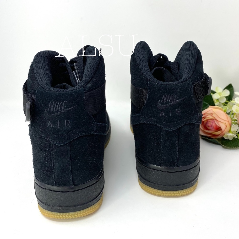 Nike Air Force 1 High Top LV8 GS Suede Black k/W - Picture 3 of 7